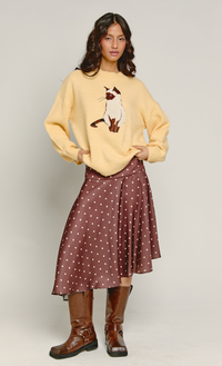 Intarsia Kitten Embroidery Jumper | Butter Yellow