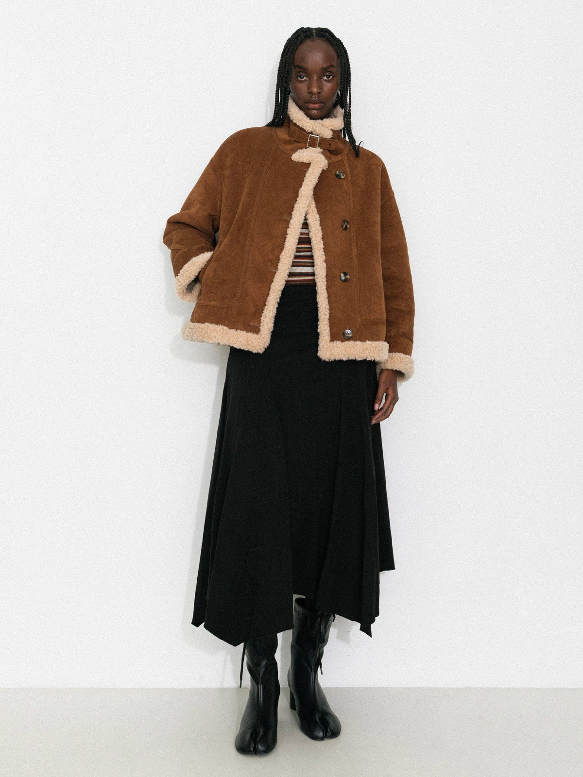 Vintage Lyocell Blend Asymmetric A-Line Midi Skirt