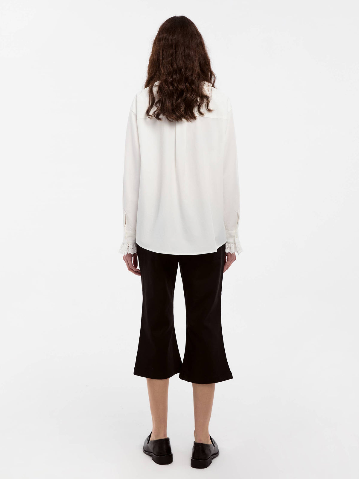 CUBIC Lace-Trimmed Linen Long-Sleeve Shirt