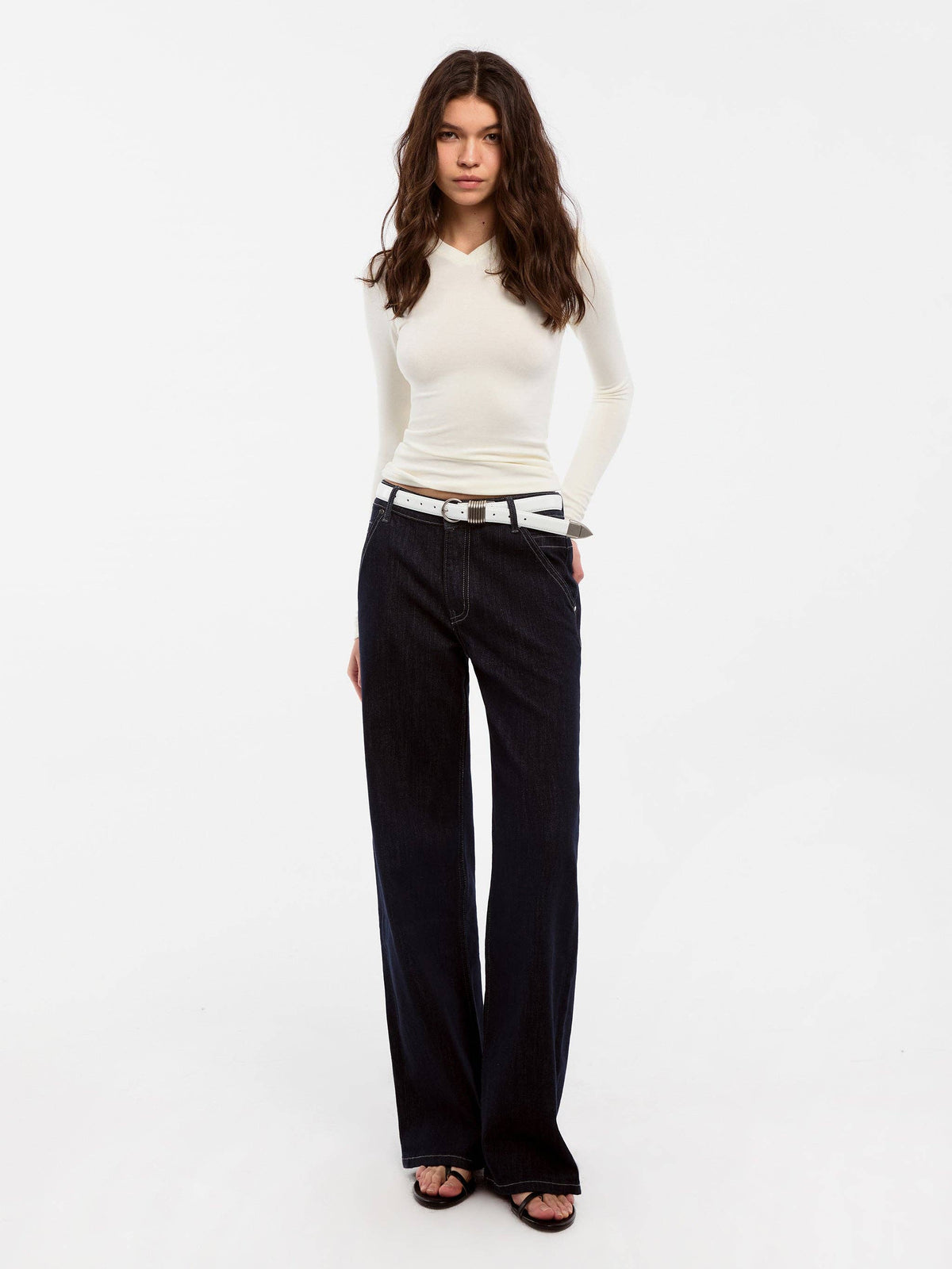 CUBIC Wool Blend V-Neck Knit T-Shirt