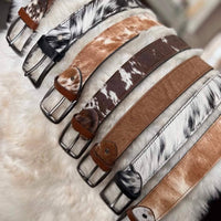 Hair-On Cowhide Leather Belt: Unisex Jean Belt, Handmade