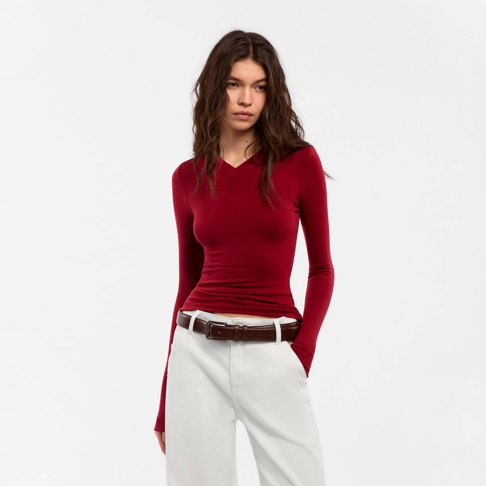 CUBIC Wool Blend V-Neck Knit T-Shirt