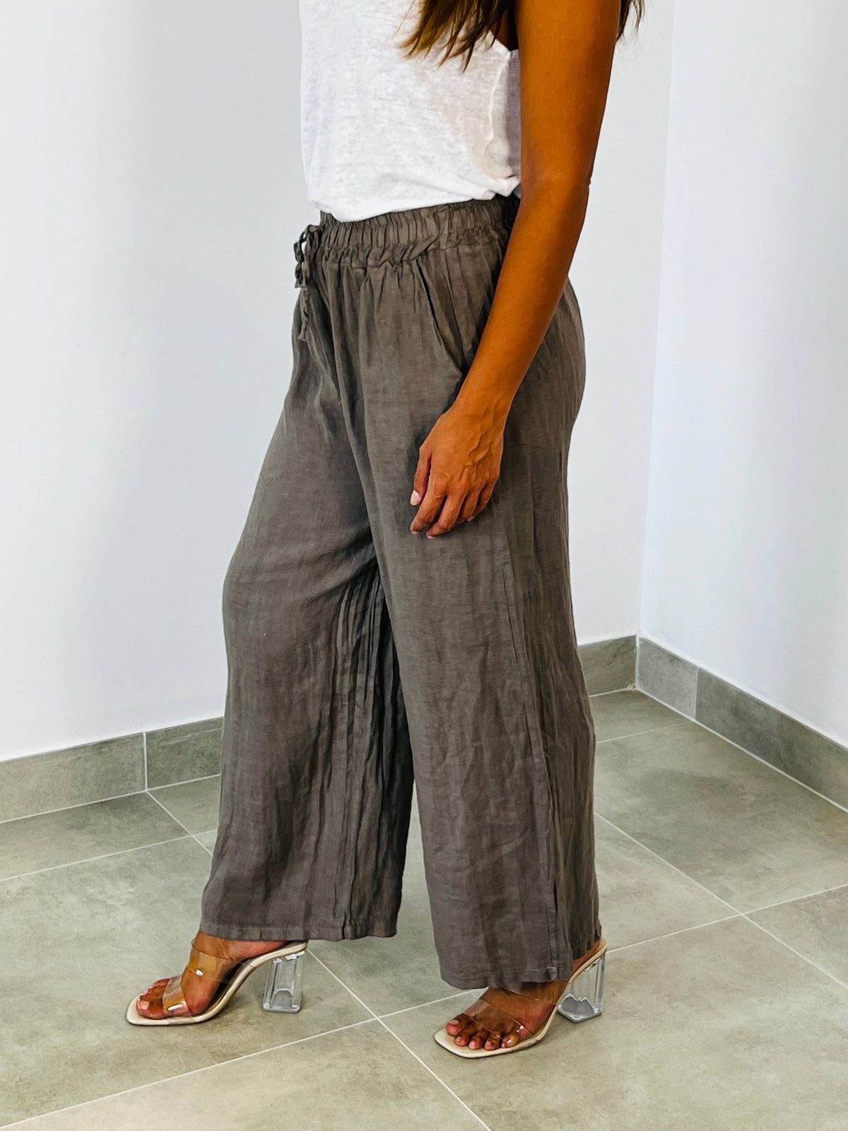 Linen Trousers with Elasticated Waist