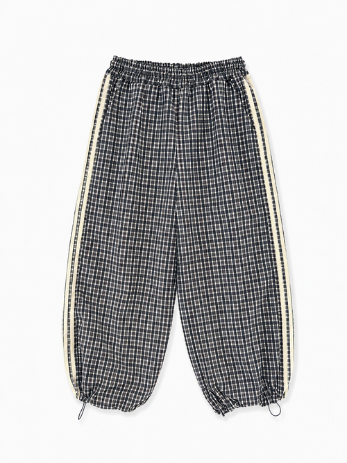 Check Pattern Ballon Track Style Trousers | Navy