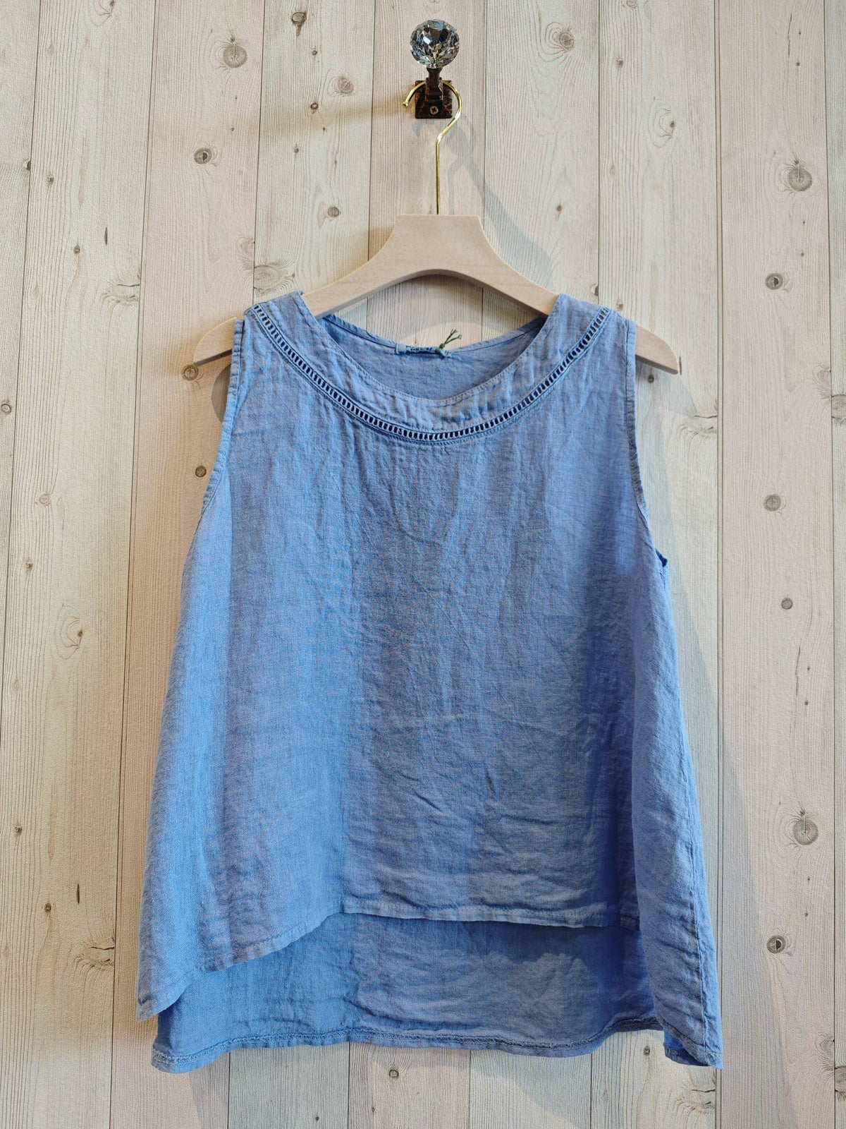 Linen Vest Top with Lace Detail
