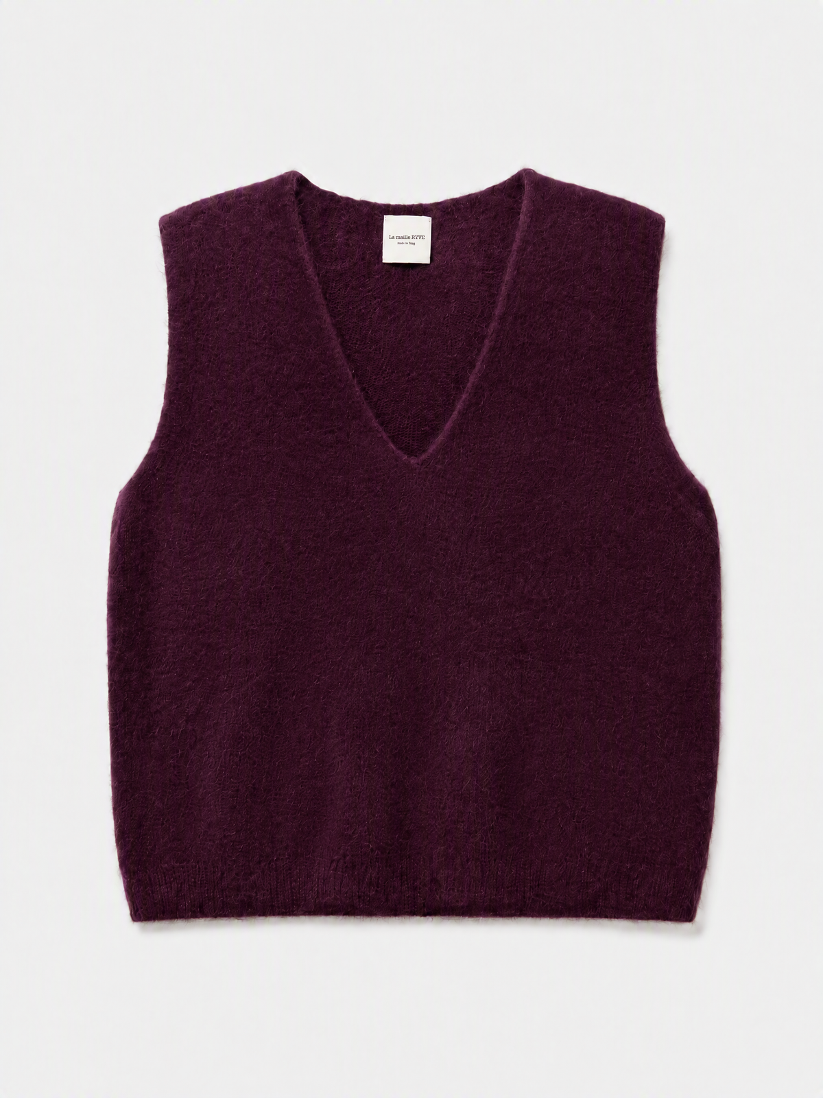 Wool Blend V-Neck Vest | Burgundy