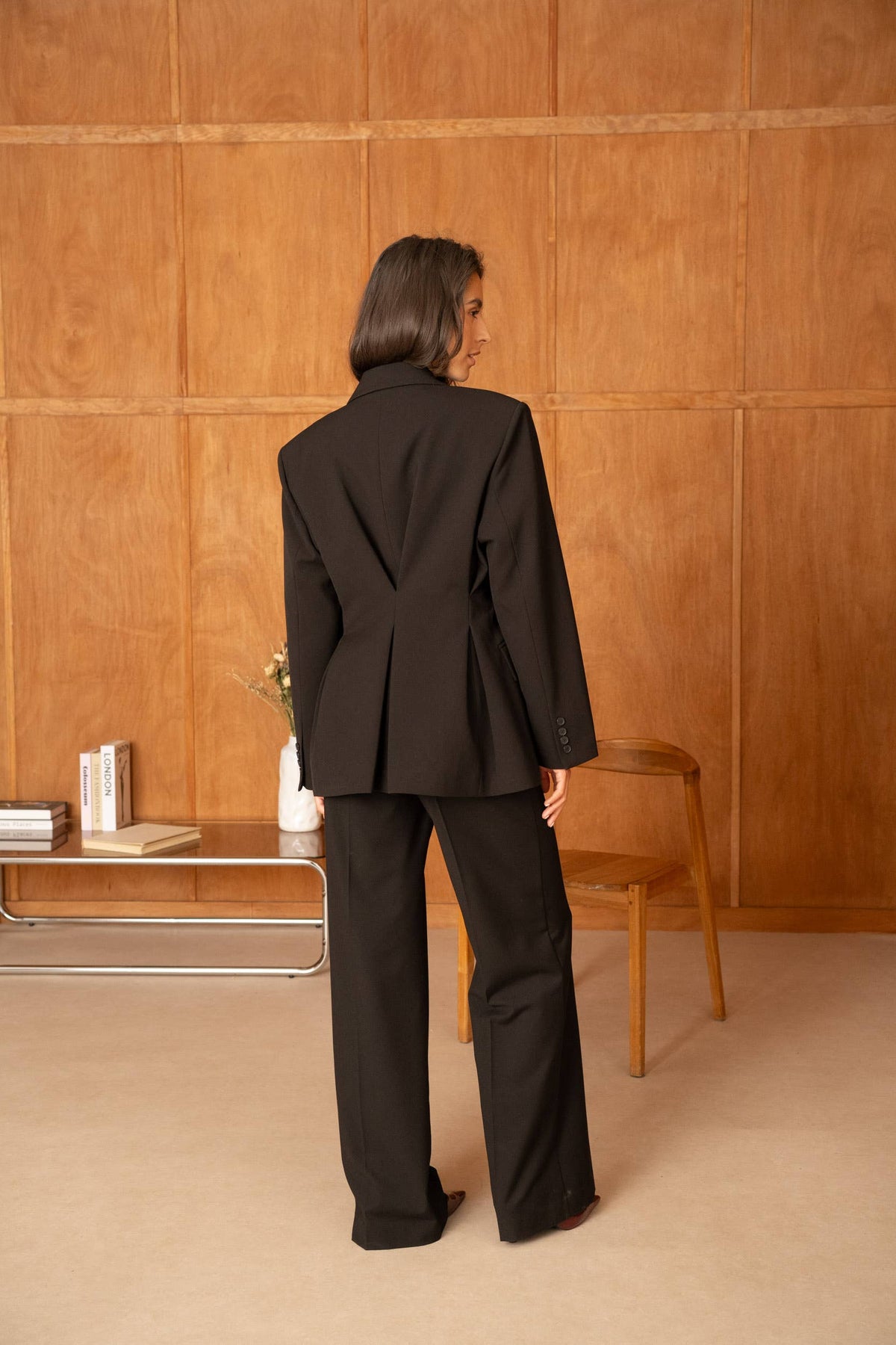 Black Double-breasted Blazer Nipped Waist | Black