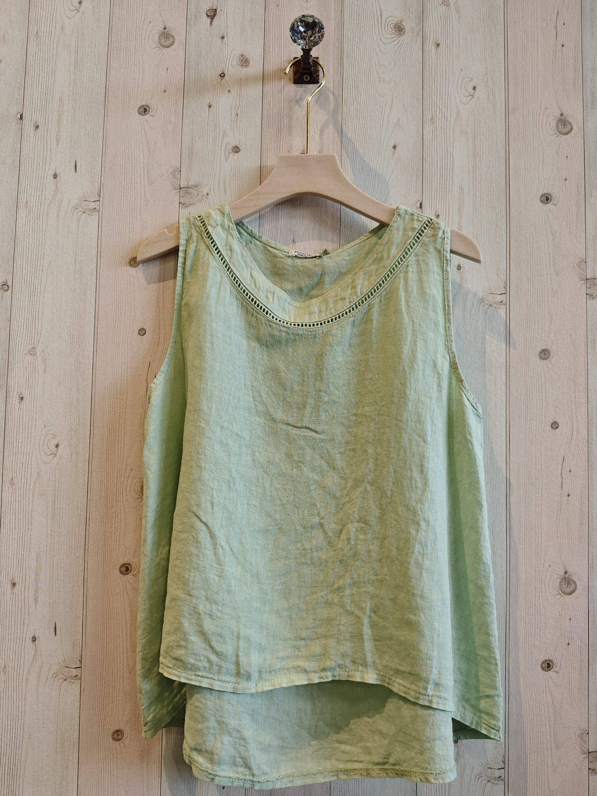 Linen Vest Top with Lace Detail