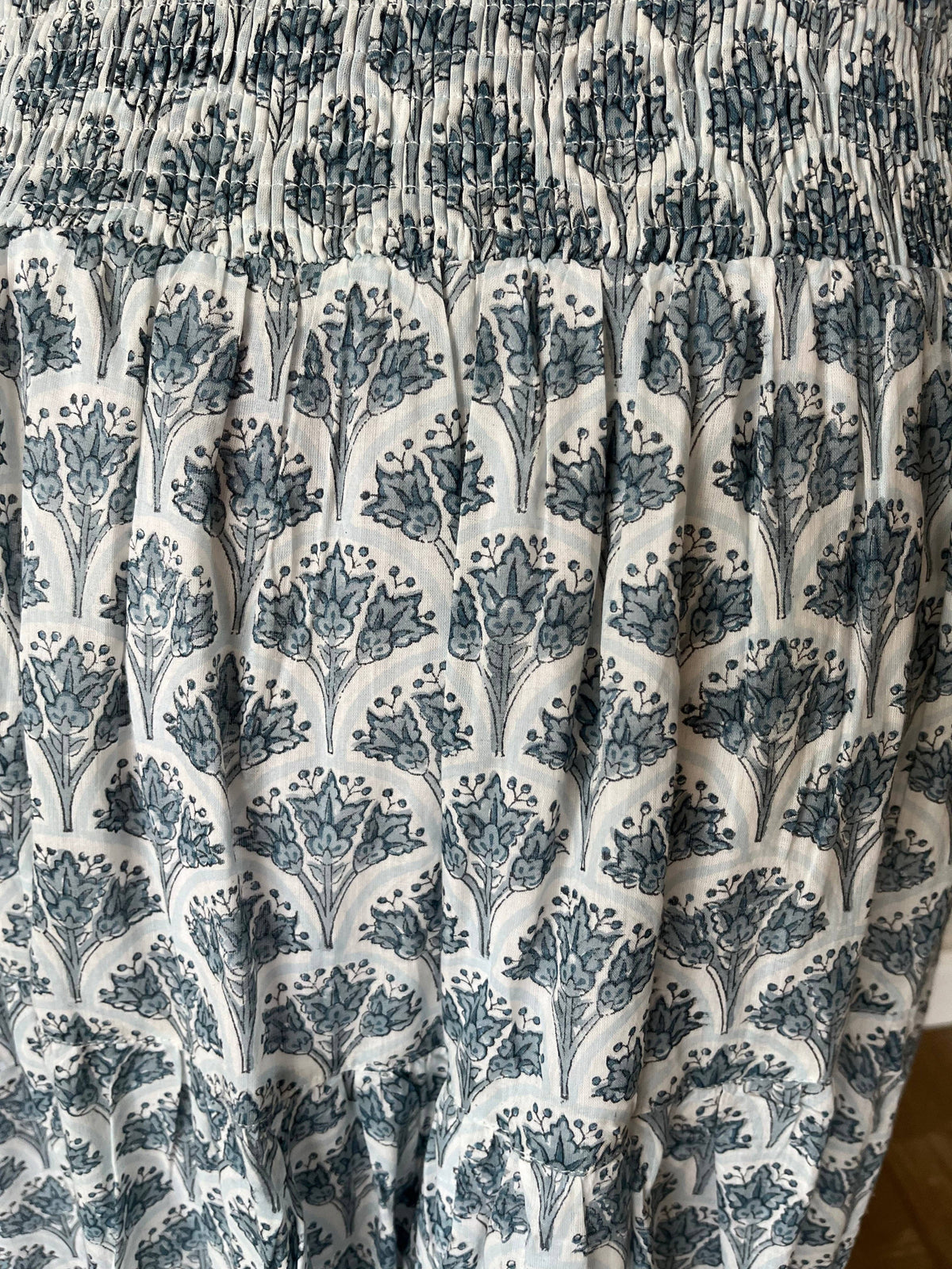 Maxi Woodblock Printed Skirt | Blue