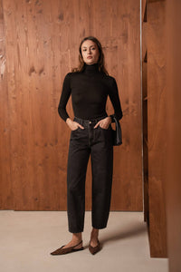 Bony Barrel Leg Jeans | Chocolate Brown