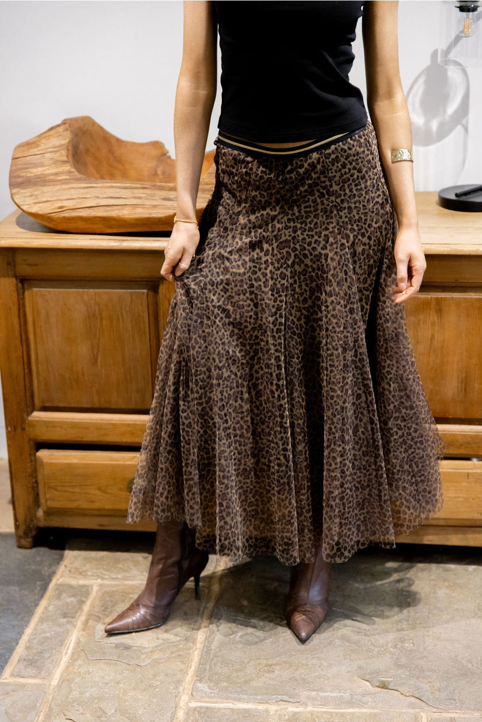 Tulle Skirt in Small Leopard Print