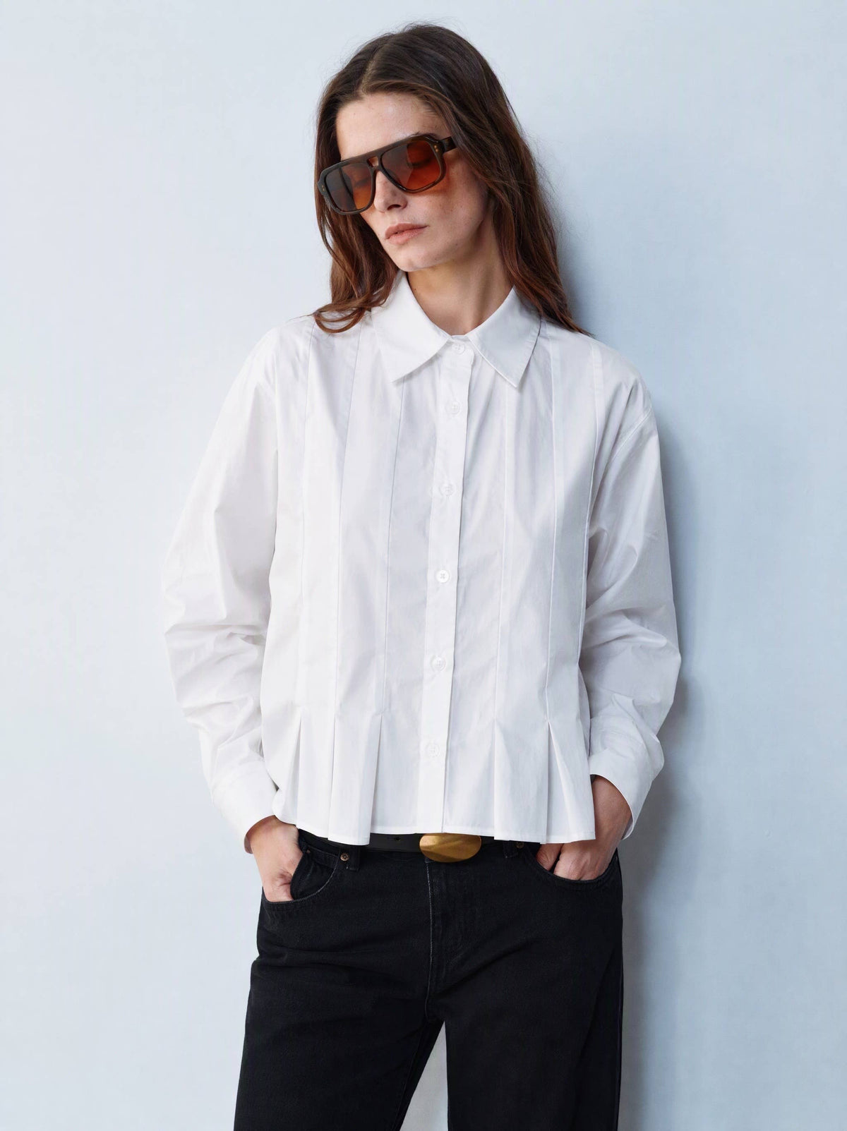 Cotton Poplin Cropped Shirt | White
