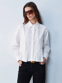 Cotton Poplin Cropped Shirt | White