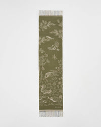 Woodland Scene, Check Long Jacquard Scarf in Khaki