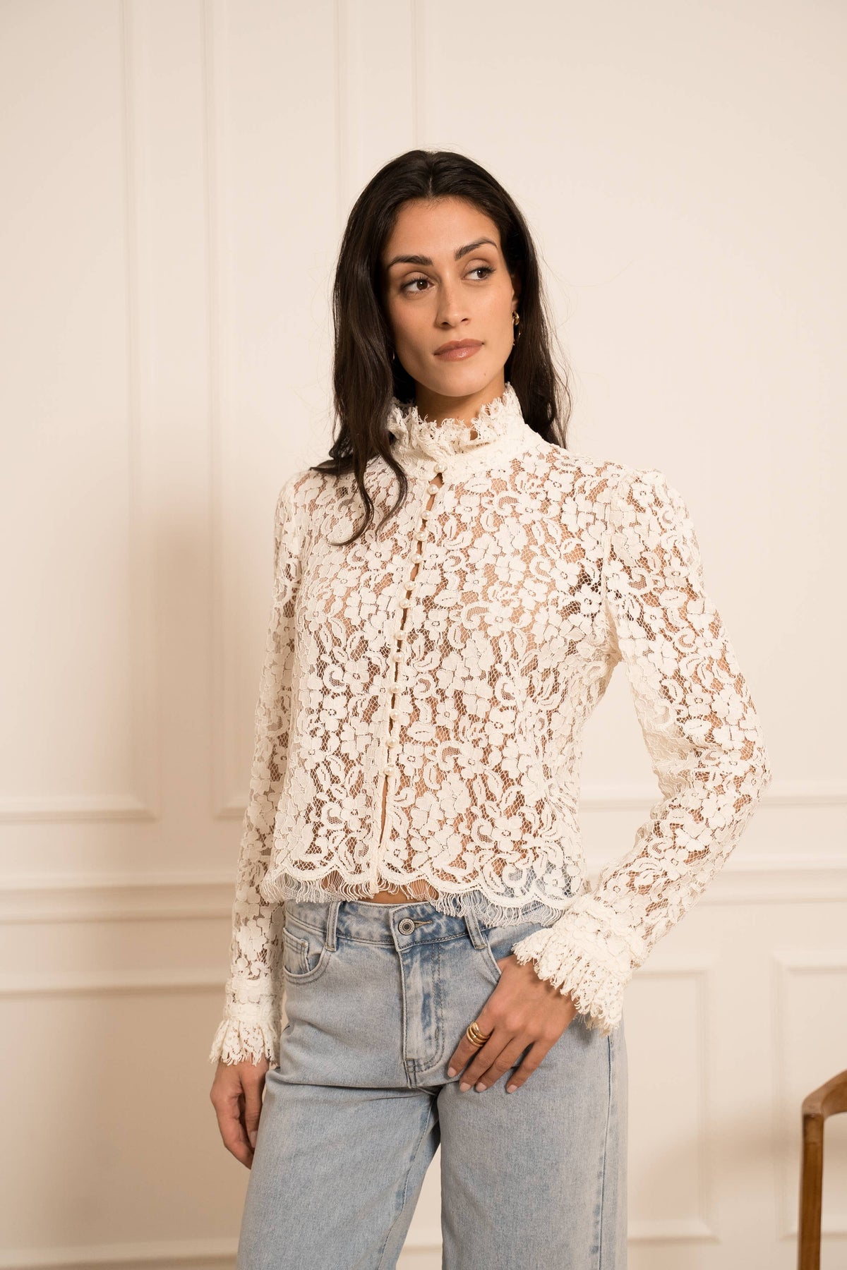 High Neck Lace Blouse