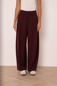 Nikki Wide Barrel Trousers | Merlot