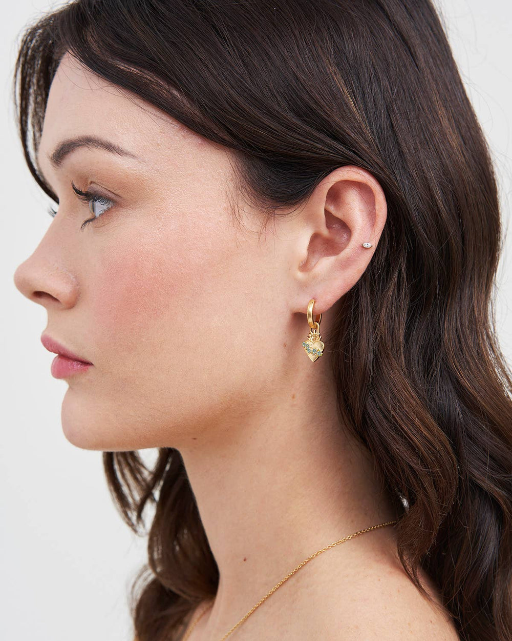 Sacred Heart Huggie Earrings