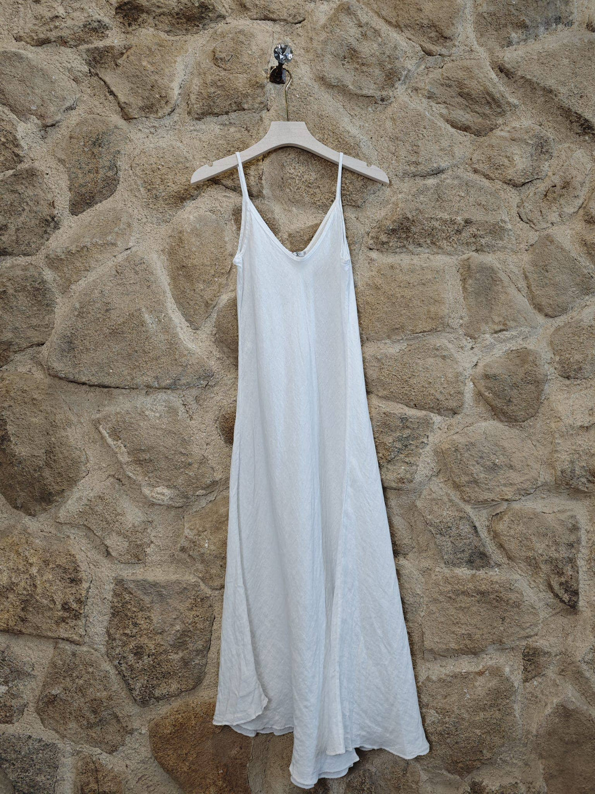 Linen Bias Cut Strappy Dress