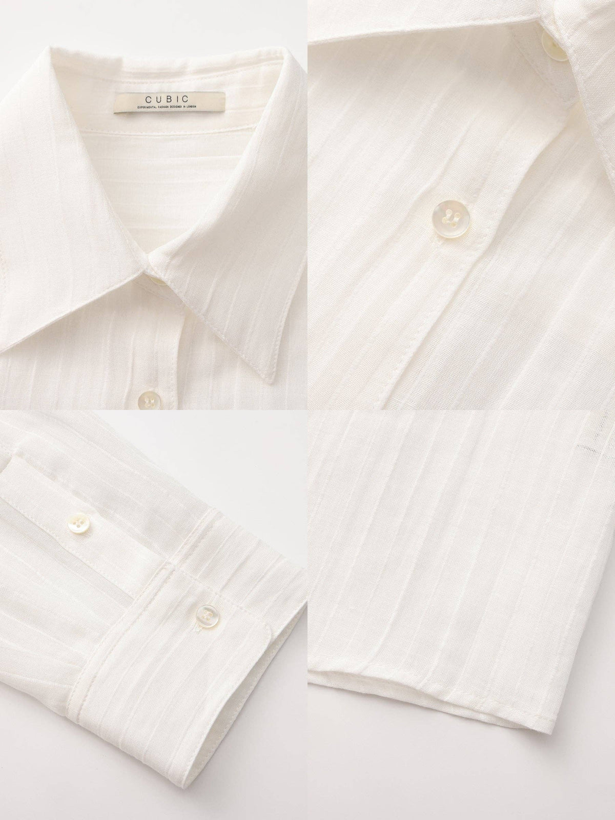 CUBIC Ramie Lightweight Long-Sleeved Shirt | White
