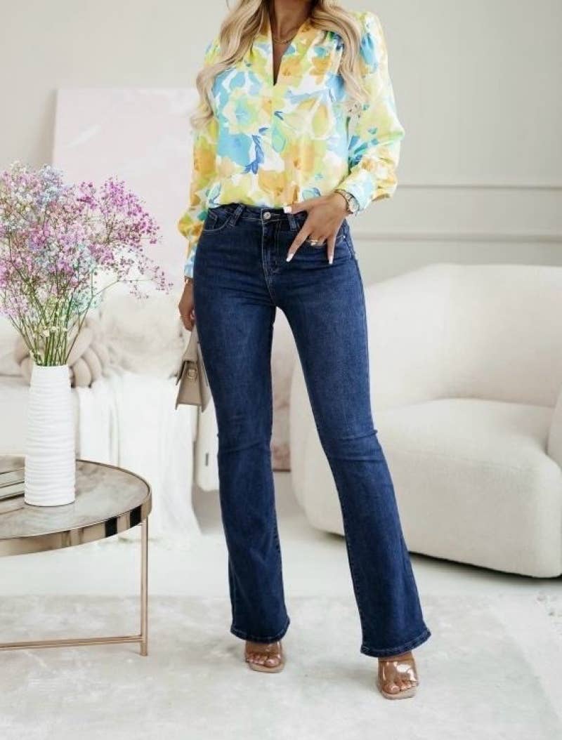 Denim Mid Wash Flare Jeans