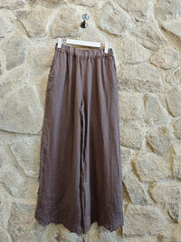 Linen Trousers with Embroidery Detail