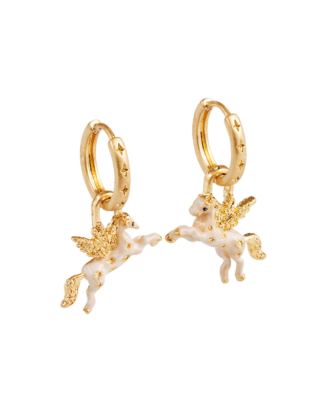 Gold Pegasus Huggie Earrings