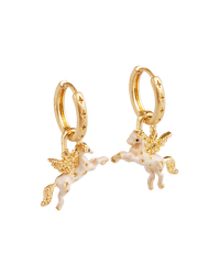 Gold Pegasus Huggie Earrings