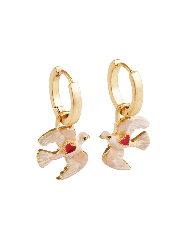 Gold Love Dove Huggie Earrings