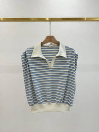 Striped Polo Top | Blue White
