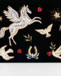 Black Celestial Velvet Embroidered Purse