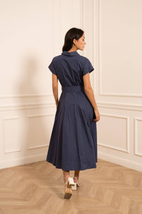 Cotton shirt dress | Navy