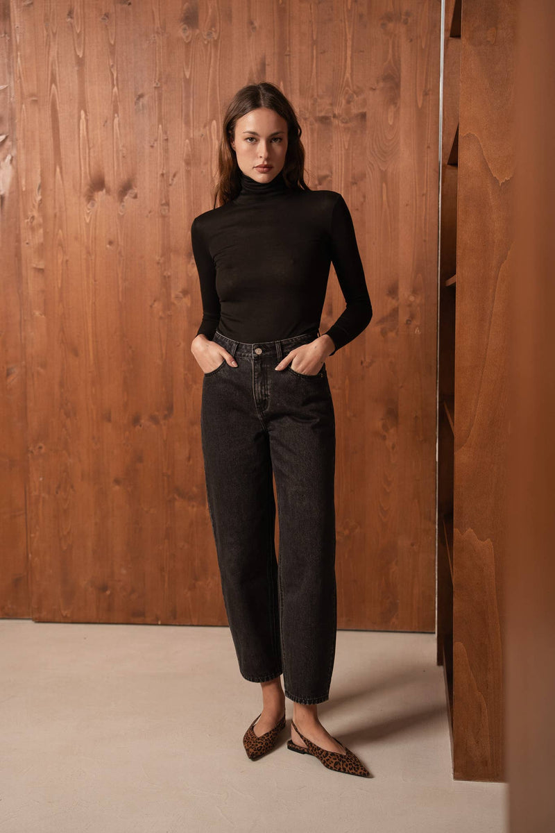 Bony Barrel Leg Jeans | Chocolate Brown