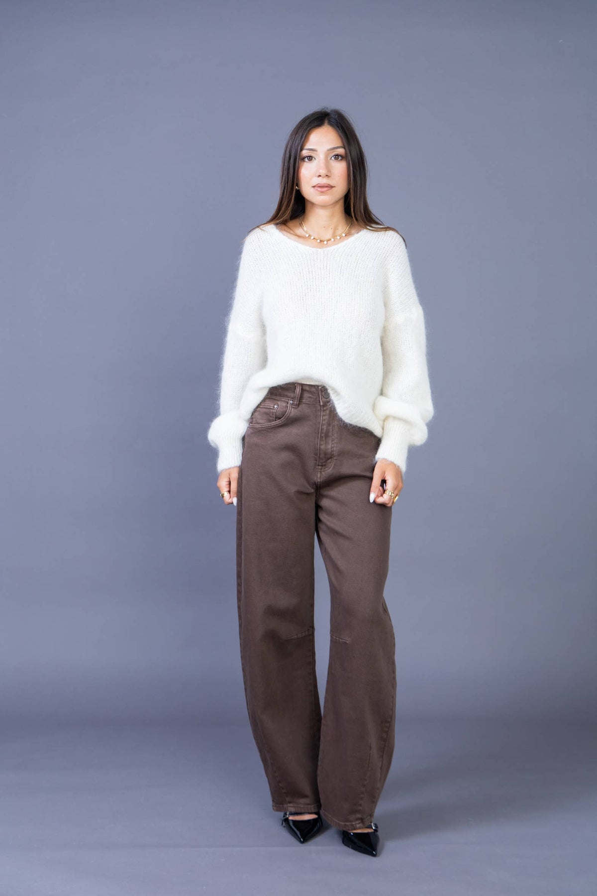 Lorena Barrel Pants | Brown