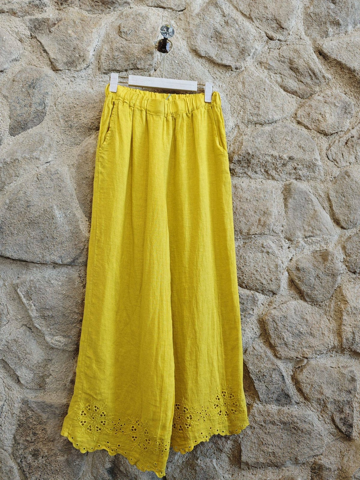 Linen Trousers with Embroidery Detail