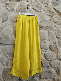 Linen Trousers with Embroidery Detail