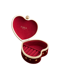 Red Velvet Embroidered Heart Jewellery Box