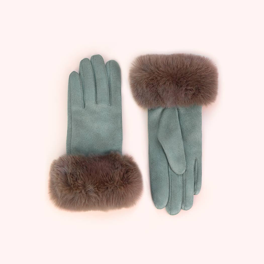 Bettina Faux Suede Fur Gloves | Ice