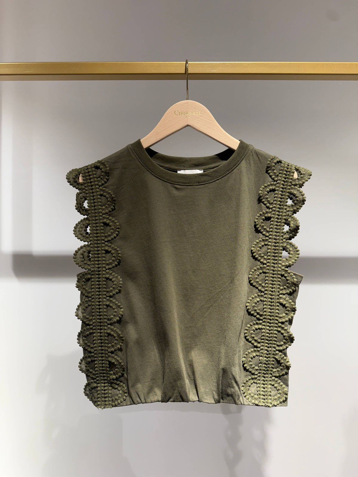 Cotton Lace Crop Top | Khaki