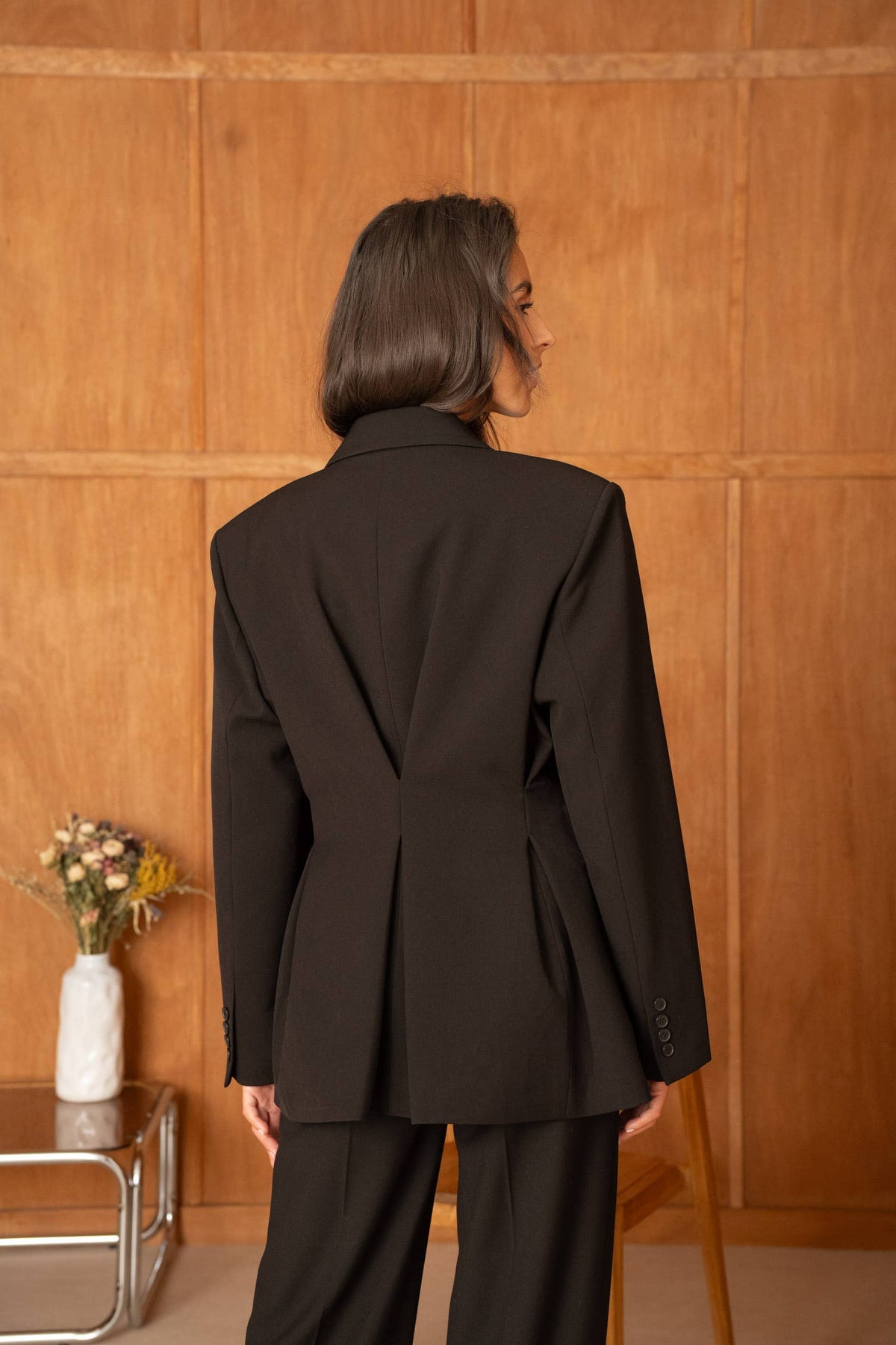 Black Double-breasted Blazer Nipped Waist | Black