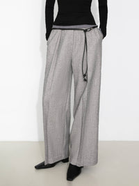 Draped Pleated Wide-Leg Pants