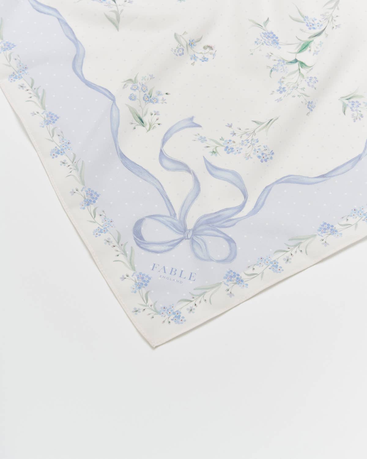 Bow & Floral Blue Square Scarf