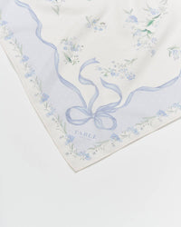 Bow & Floral Blue Square Scarf