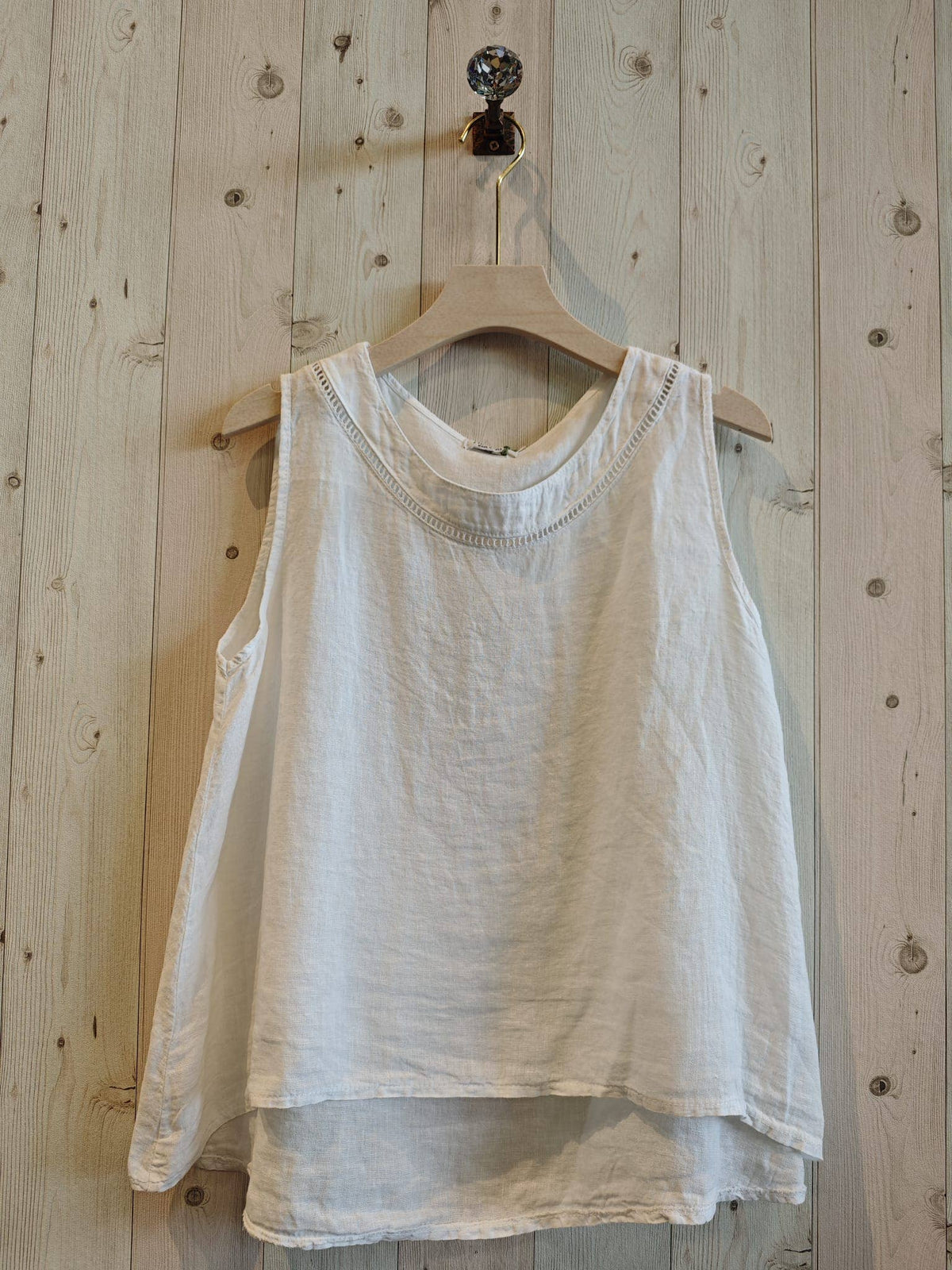 Linen Vest Top with Lace Detail