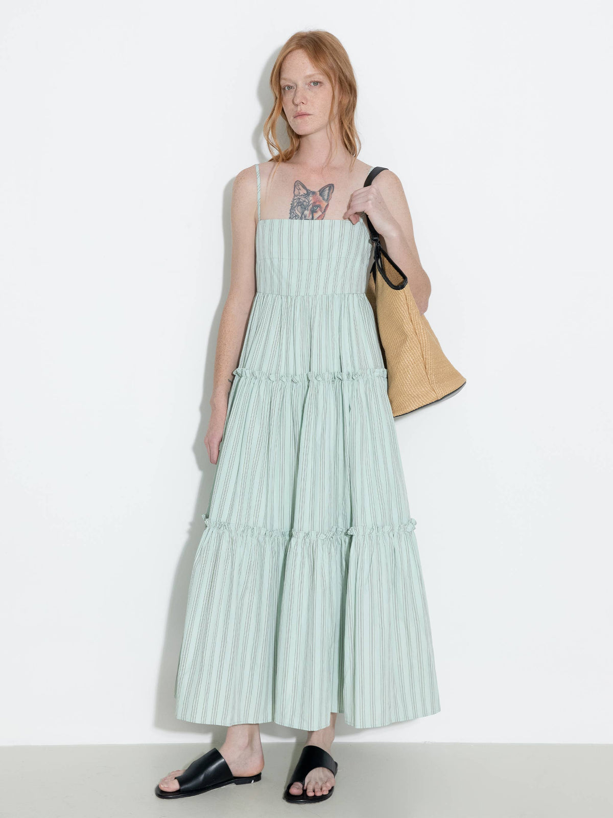 Strap Striped Cake Dress | Green & Red