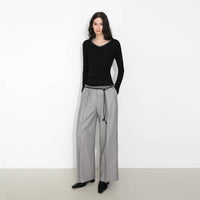 Draped Pleated Wide-Leg Pants
