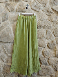 Linen Trousers with Embroidery Detail