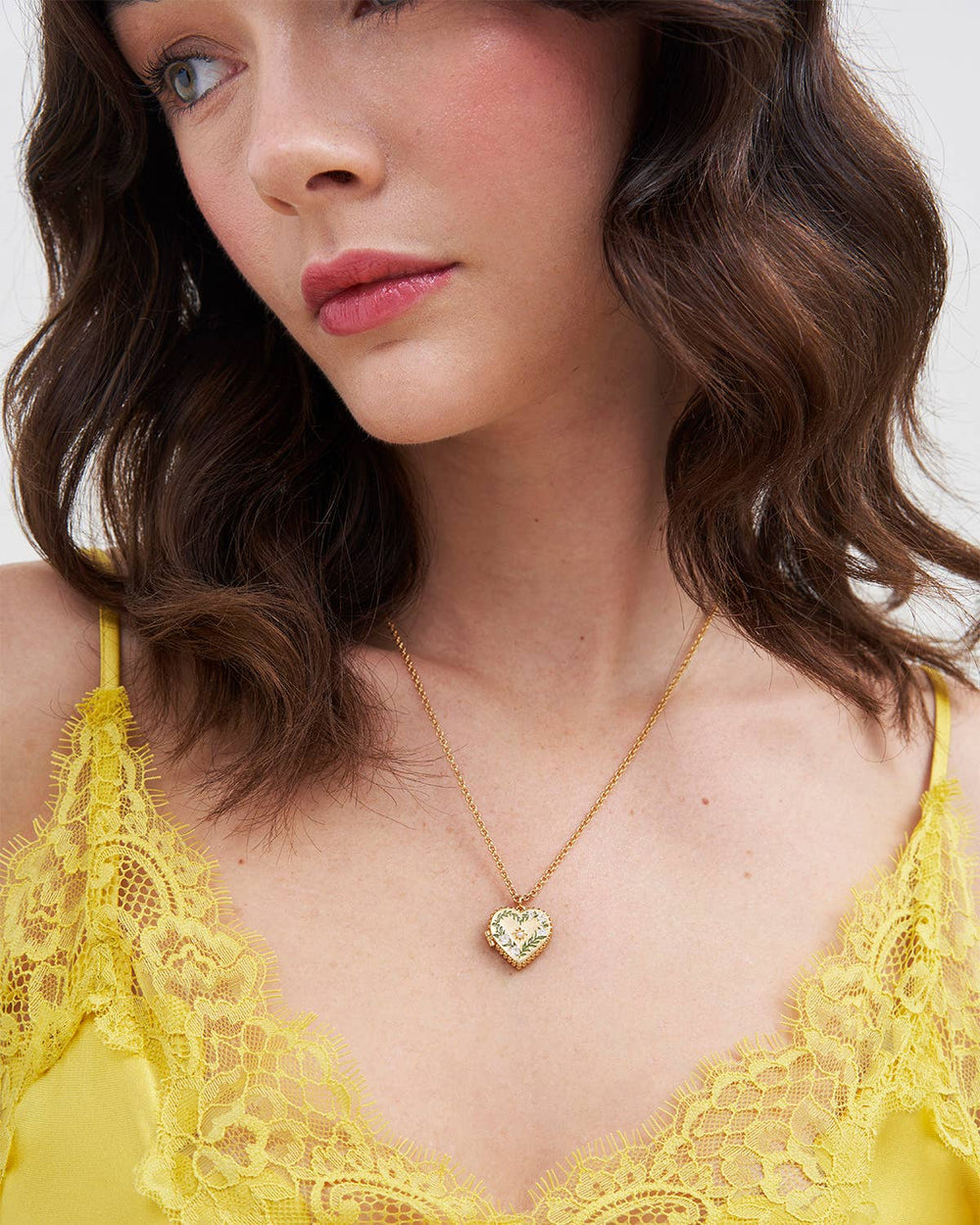 Gaia Lily Heart Locket Necklace