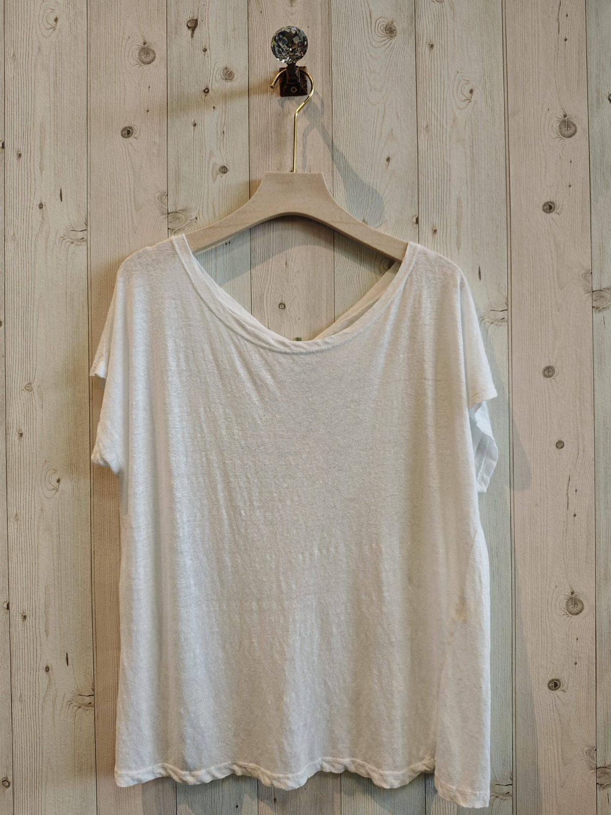 Scoop Neck Linen T-Shirt