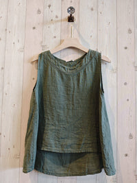 Linen Vest Top with Lace Detail