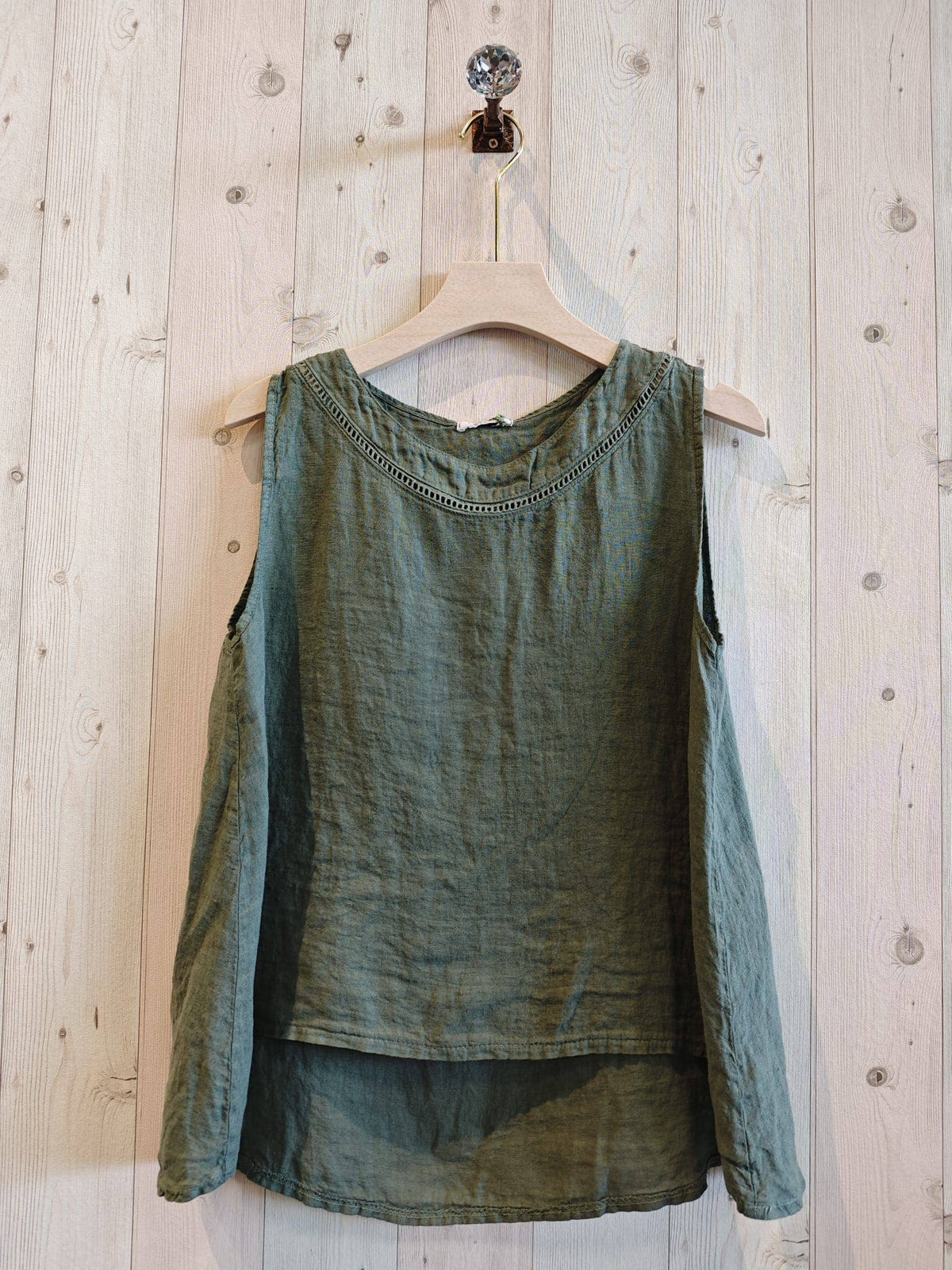 Linen Vest Top with Lace Detail
